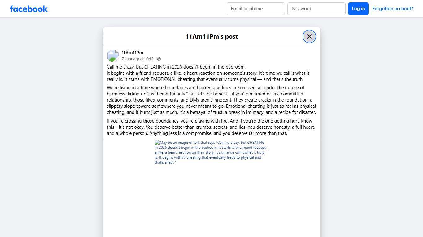 11Am11Pm - Call me crazy, but CHEATING in 2026 doesn’t... Facebook